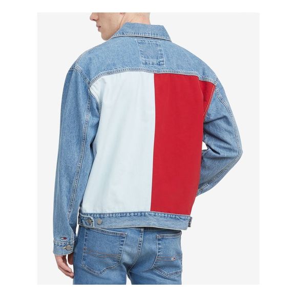 TOMMY JEANS Mens Navy Logo Graphic Denim Jacket M - Picture 2 of 4